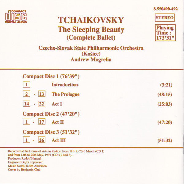 Pyotr Ilyich Tchaikovsky - Slovak State Philharmonic Orchestra, Košice, Andrew Mogrelia : The Sleeping Beauty, Op. 66 (Complete Ballet) (3xCD)