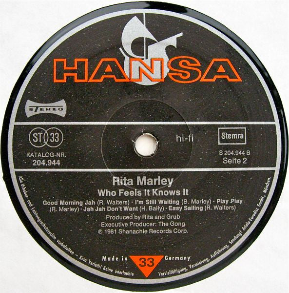 Rita Marley : Who Feels It Knows It (LP, Album)