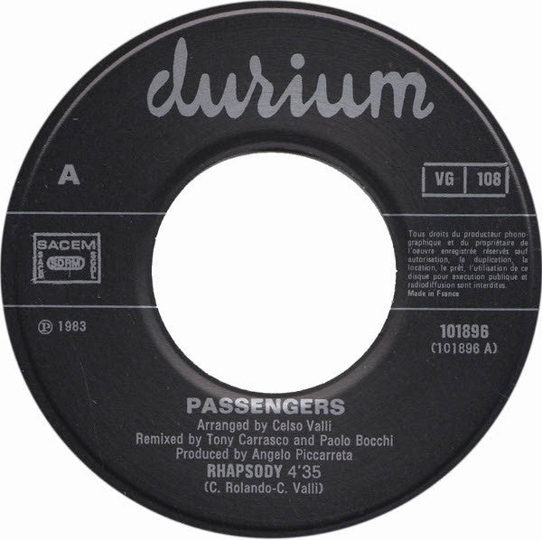 Passengers (2) : Rhapsody (7", Single)