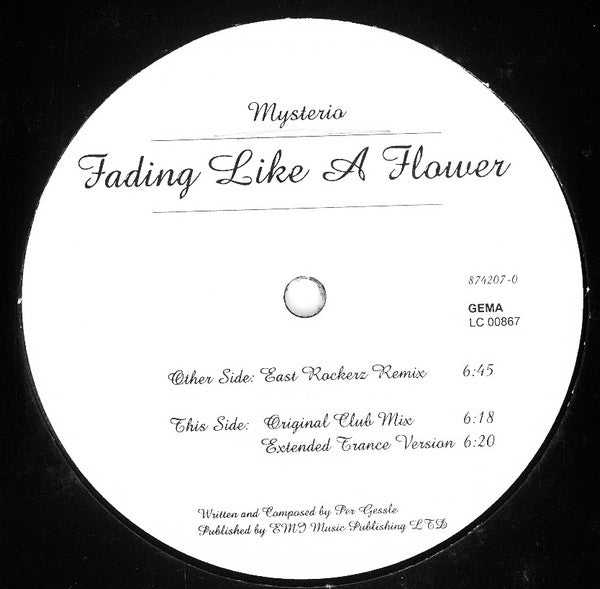 Mysterio (2) : Fading Like A Flower (12")