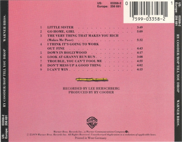 Ry Cooder : Bop Till You Drop (CD, Album, RE, Tar)