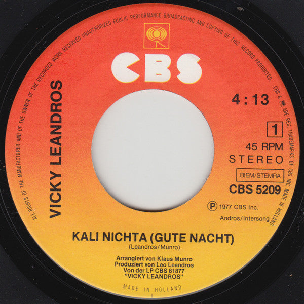 Vicky Leandros : Kali Nichta (Gute Nacht) (7", Single)