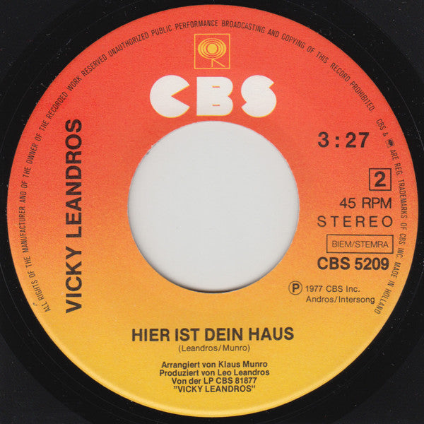 Vicky Leandros : Kali Nichta (Gute Nacht) (7", Single)