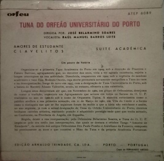 Orfeão Universitário Do Porto : Amores De Estudante (7", EP, RE)
