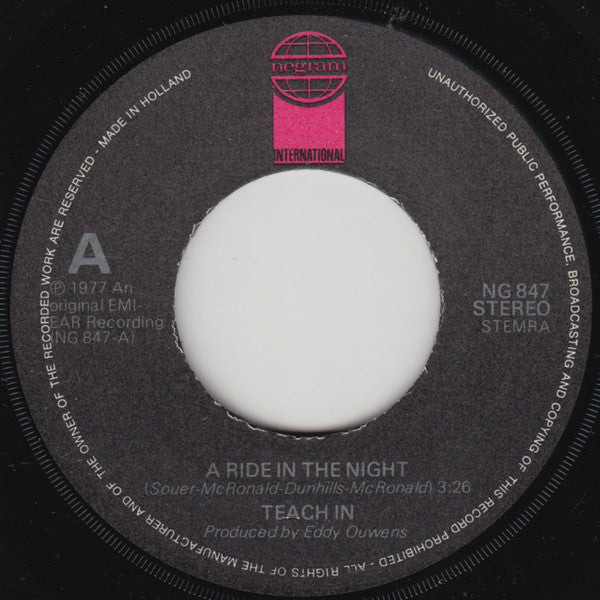 Teach-In : A Ride In The Night (7", Single)