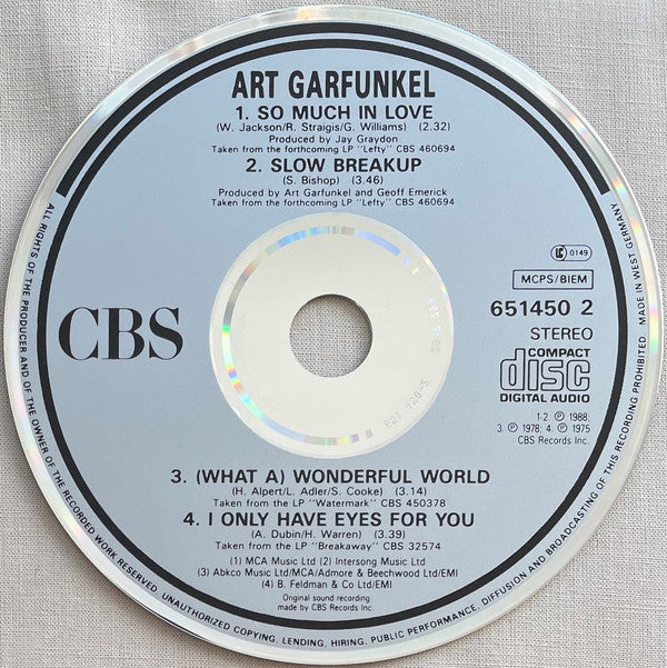 Art Garfunkel : So Much In Love (CD, Single, Car)