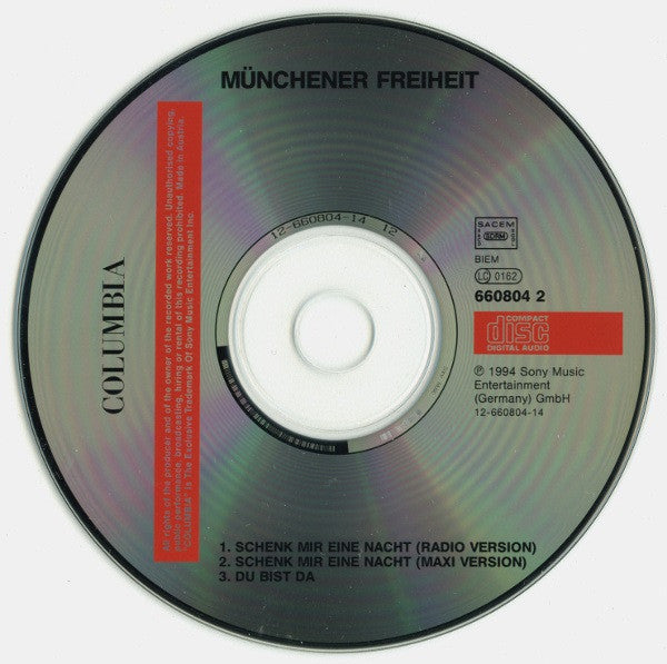 Münchener Freiheit : Schenk' Mir Eine Nacht (CD, Maxi)