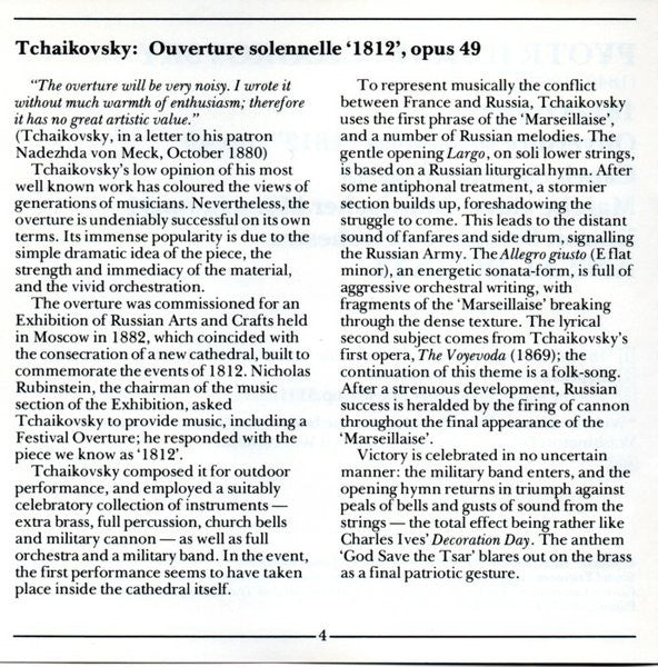 Pyotr Ilyich Tchaikovsky : 1812 Overture: Capriccio Italien; Marche Slave; (CD, Album, RE, RM)