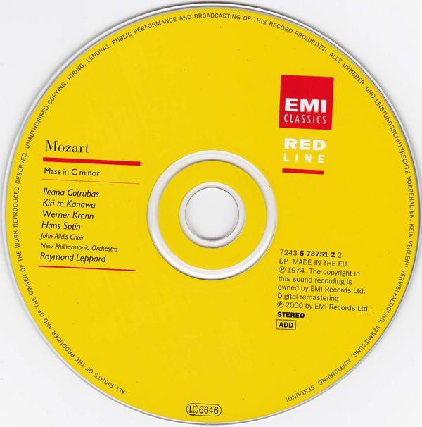 Wolfgang Amadeus Mozart / Ileana Cotrubas / Kiri Te Kanawa / Werner Krenn / Hans Sotin / John Alldis Choir / New Philharmonia Orchestra / Raymond Leppard : Mass In C Minor (CD, Album)