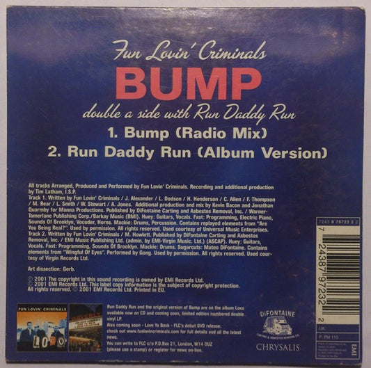 Fun Lovin' Criminals : Bump / Run Daddy Run (CD, Single)