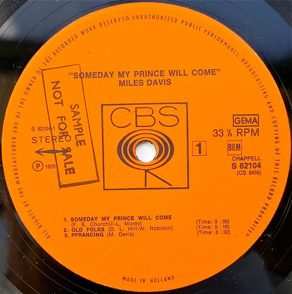 The Miles Davis Sextet : Someday My Prince Will Come (LP, Album, RE)
