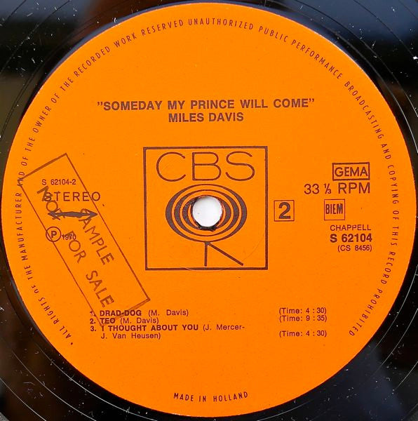 The Miles Davis Sextet : Someday My Prince Will Come (LP, Album, RE)