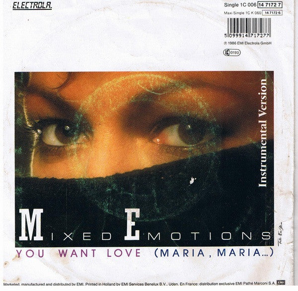 Mixed Emotions : You Want Love (Maria, Maria...) (7", Single)