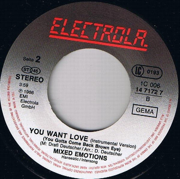 Mixed Emotions : You Want Love (Maria, Maria...) (7", Single)