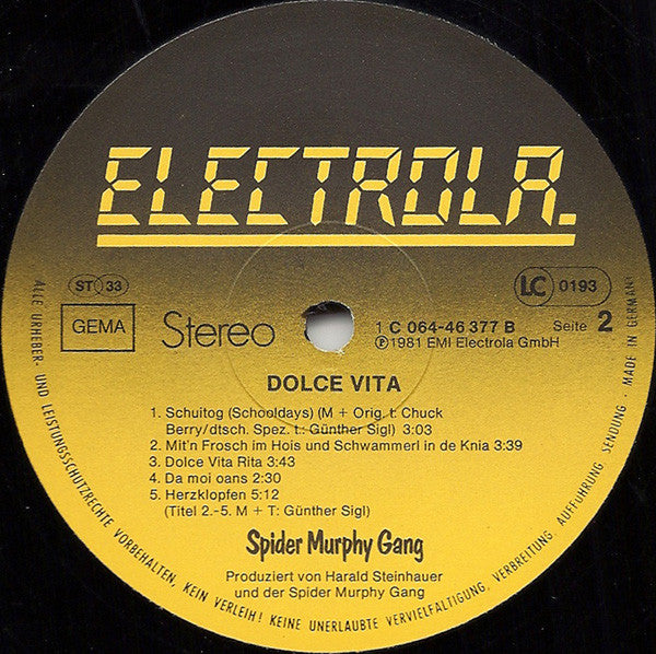 Spider Murphy Gang : Dolce Vita (LP, Album)