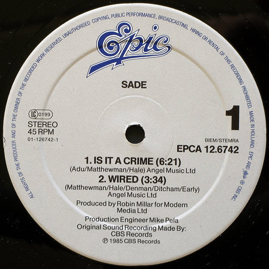 Sade : Is It A Crime? (12", Maxi)