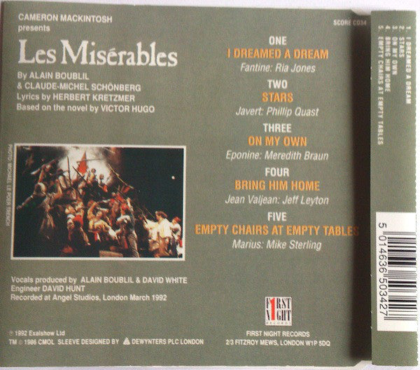 Les Misérables (Manchester Cast) : Highlights From The "Les Misérables Manchester Company" (CD, Maxi)