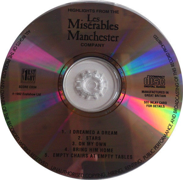 Les Misérables (Manchester Cast) : Highlights From The "Les Misérables Manchester Company" (CD, Maxi)