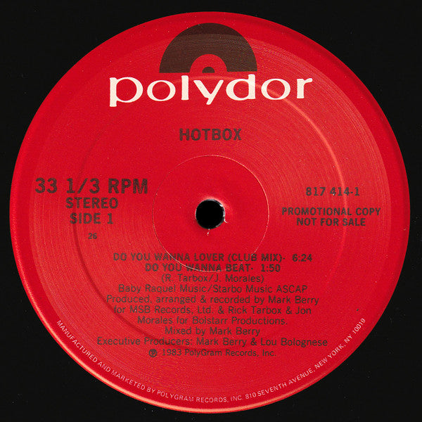 Hot Box (2) : Do You Wanna Lover (12", Promo)