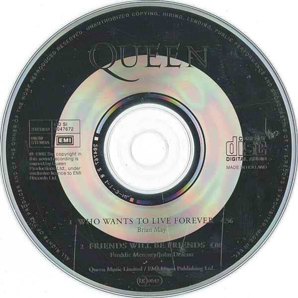 Queen : Who Wants To Live Forever / Friends Will Be Friends (CD, Single)