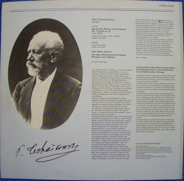 Pyotr Ilyich Tchaikovsky, Emil Gilels, New Philharmonia Orchestra, Lorin Maazel : Klavierkonzert Nr. 1 B-Moll (LP, Club, S/Edition)