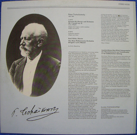 Pyotr Ilyich Tchaikovsky, Emil Gilels, New Philharmonia Orchestra, Lorin Maazel : Klavierkonzert Nr. 1 B-Moll (LP, Club, S/Edition)