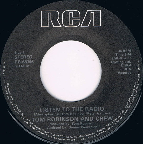 Tom Robinson : Listen To The Radio (Atmospherics) (7", Single)