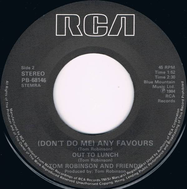 Tom Robinson : Listen To The Radio (Atmospherics) (7", Single)