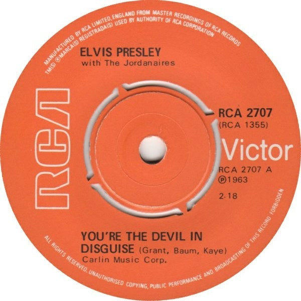 Elvis Presley : (You're The) Devil In Disguise (7", Single, RE, 4-p)