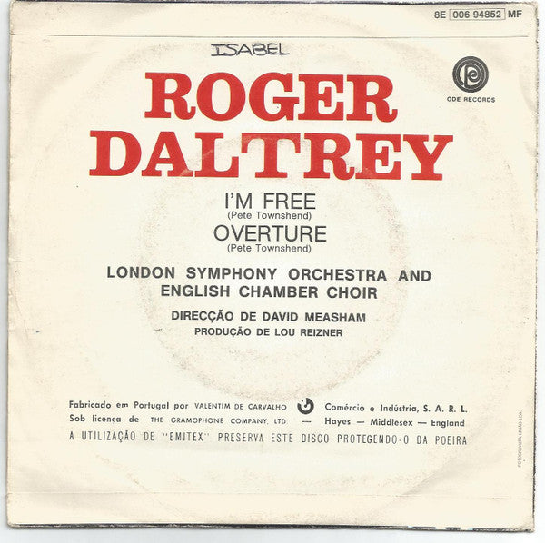 Roger Daltrey : I'm Free (7", Single)