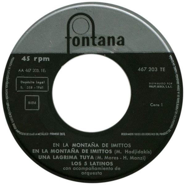 Los Cinco Latinos : En La Montaña De Imittos (7", EP)