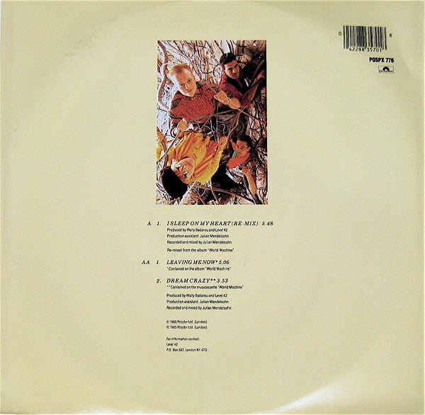 Level 42 : Leaving Me Now / I Sleep On My Heart (Remix) / Dream Crazy (12", Single)