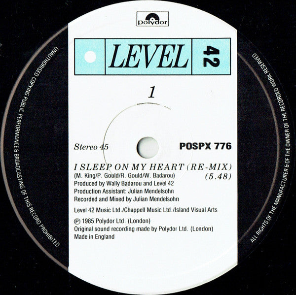 Level 42 : Leaving Me Now / I Sleep On My Heart (Remix) / Dream Crazy (12", Single)