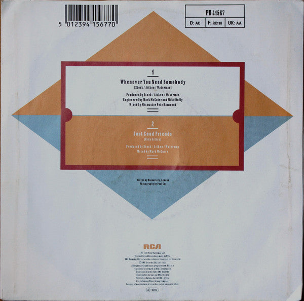 Rick Astley : Whenever You Need Somebody (7", Single)