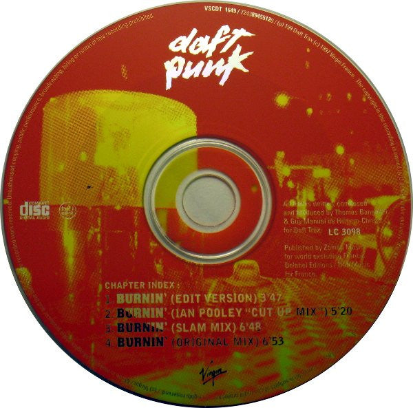 Daft Punk : Burnin' (CD, Single)