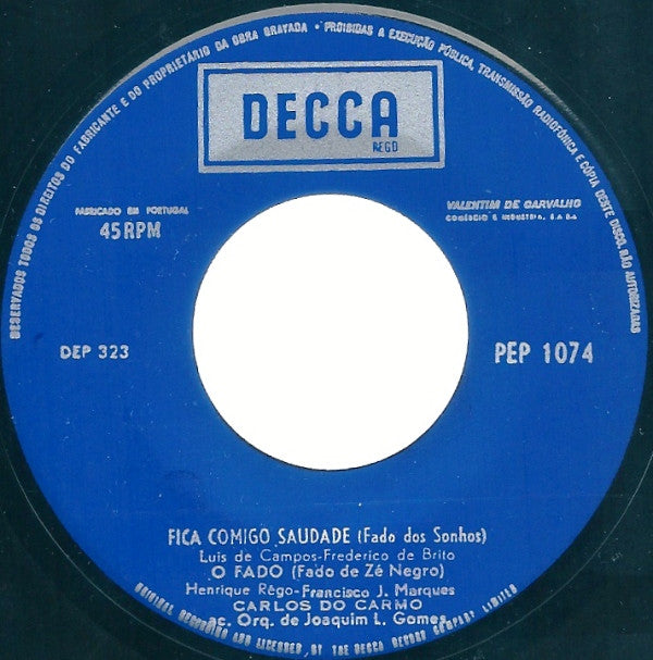 Carlos Do Carmo : Fados Do Meu Coração (7", EP)