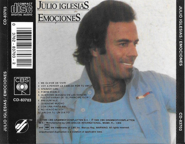 Julio Iglesias : Emociones (CD, Album, RE)