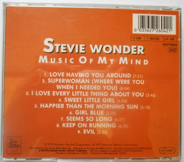 Stevie Wonder : Music Of My Mind (CD, Album, RE)