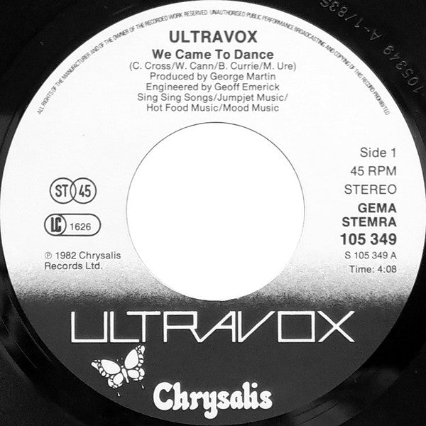 Ultravox : We Came To Dance (7", Single)