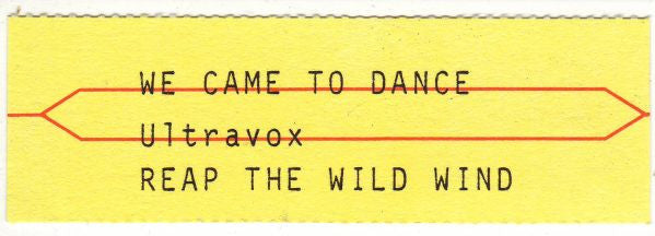 Ultravox : We Came To Dance (7", Single)