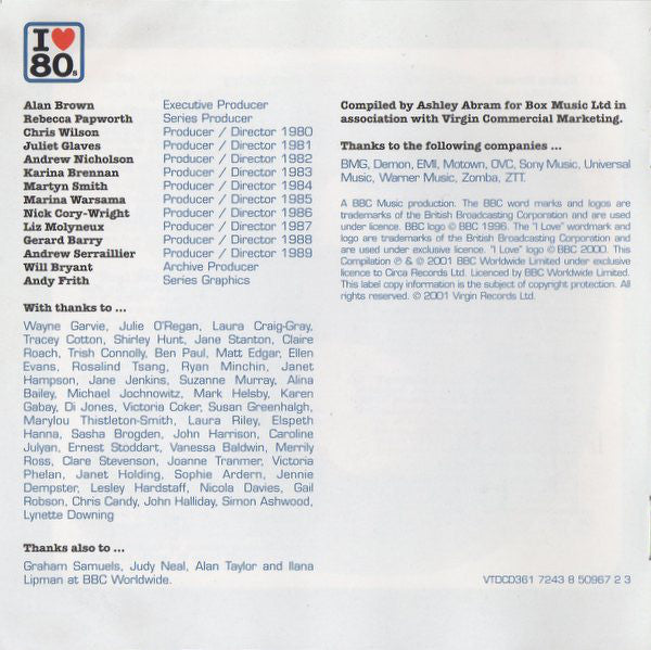 Various : I Love 80s (2xCD, Comp, M/Print)