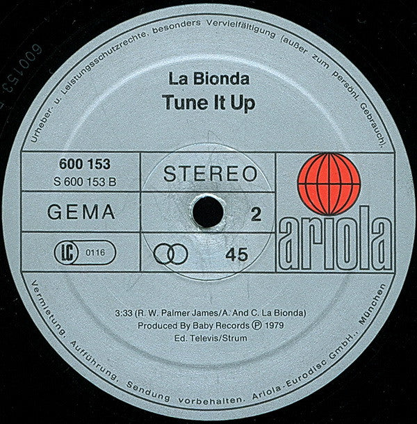 La Bionda : Disco Roller / Tune It Up (12")