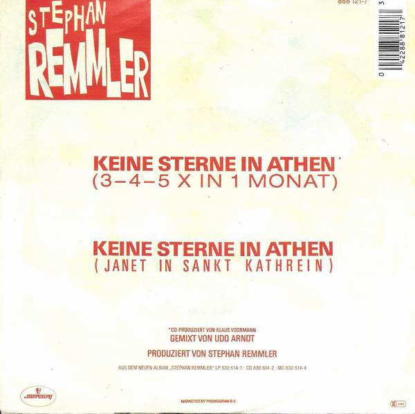 Stephan Remmler : Keine Sterne In Athen (3-4-5 X In 1 Monat) (7", Single)