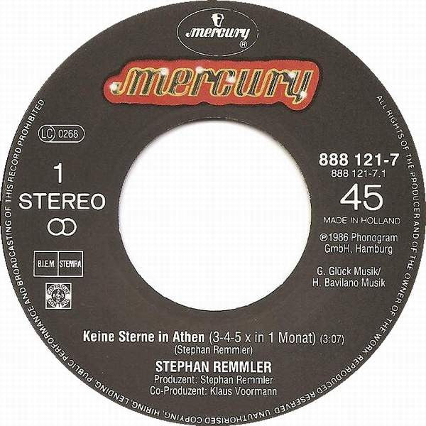 Stephan Remmler : Keine Sterne In Athen (3-4-5 X In 1 Monat) (7", Single)
