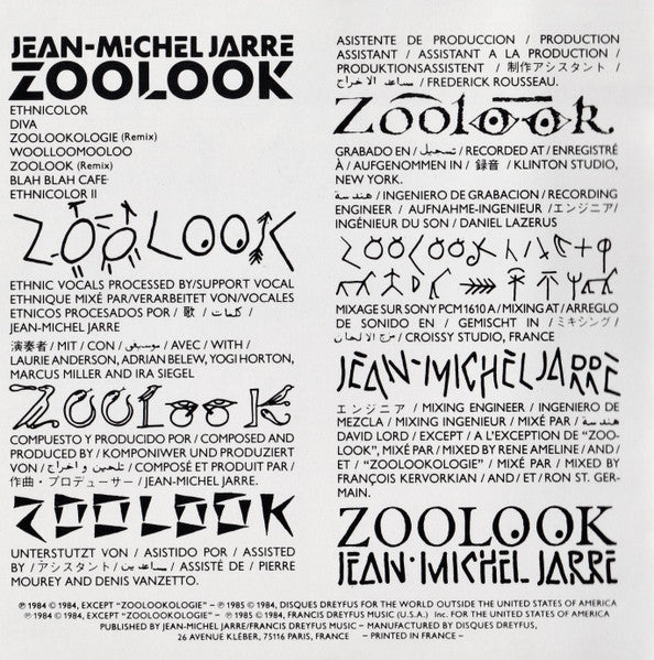 Jean-Michel Jarre : Zoolook (CD, Album, RE)