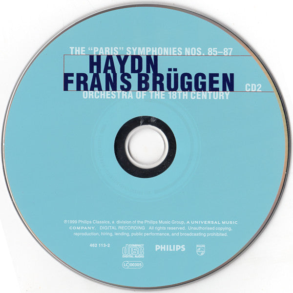 Joseph Haydn - Frans Brüggen, Orchestra Of The 18th Century : The "Paris" Symphonies Nos. 82 - 87 (2xCD, Album)
