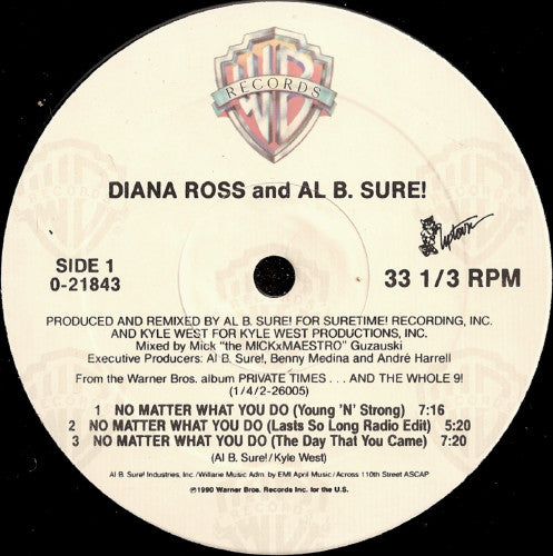 Diana Ross And Al B. Sure! : No Matter What You Do / Al'l Justify Your Love (12")