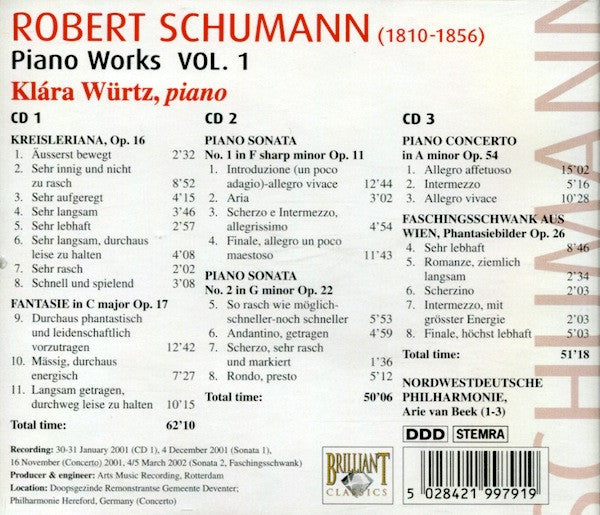 Robert Schumann, Klára Würtz : Piano Works Vol. 1 (3xCD)