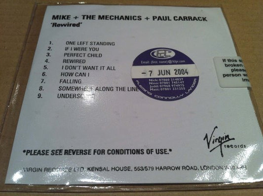 Mike & The Mechanics + Paul Carrack : Rewired (CDr, Promo, Sec)