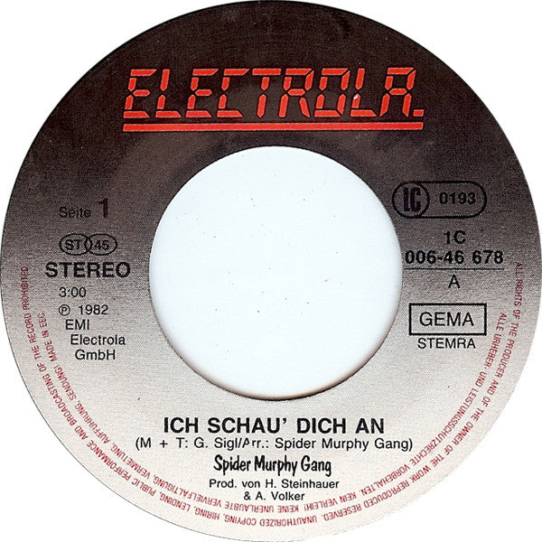 Spider Murphy Gang : Ich Schau' Dich An (7", Single)